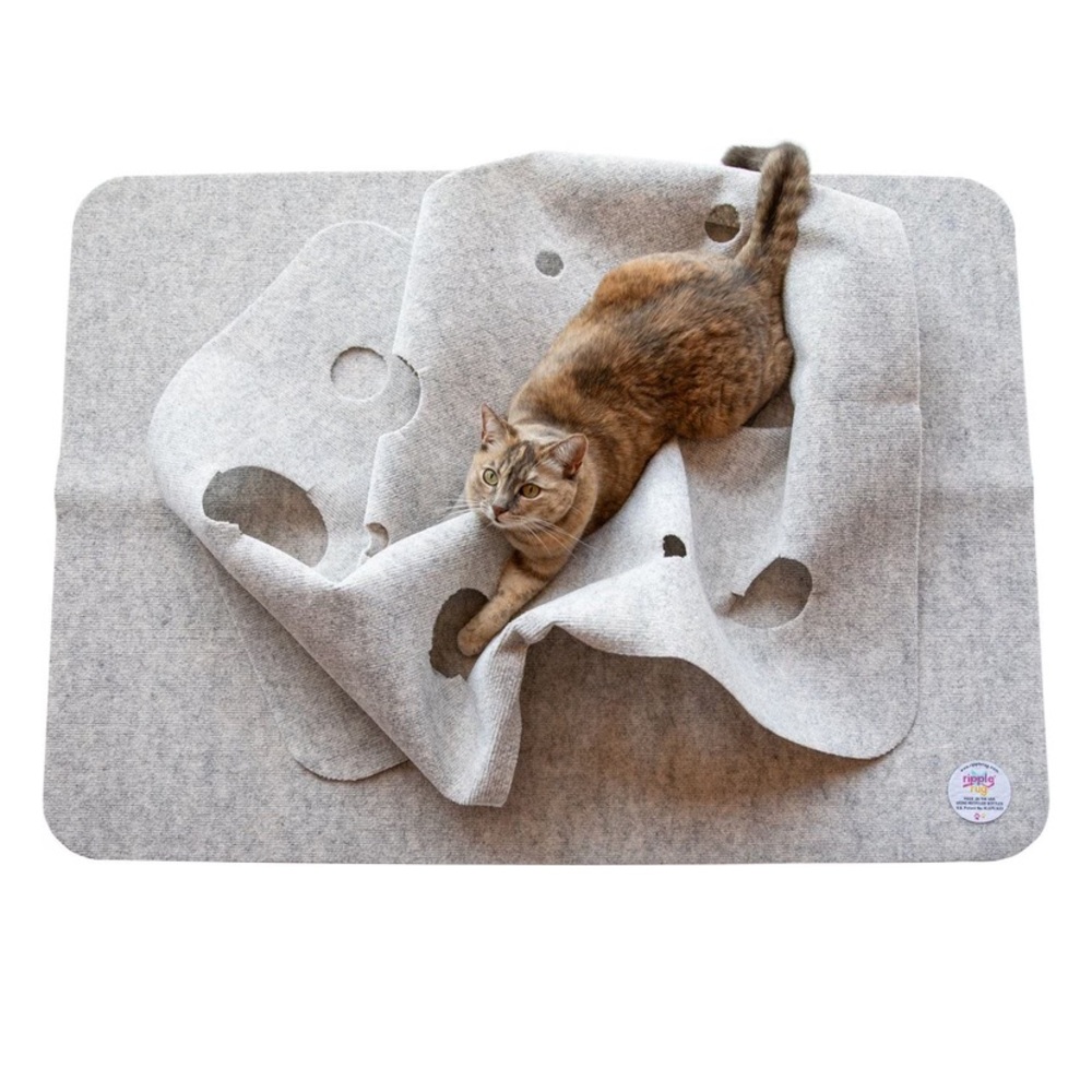 SnugglyCat Ripple Rug Cat Activity Play Mat, Oatmeal White